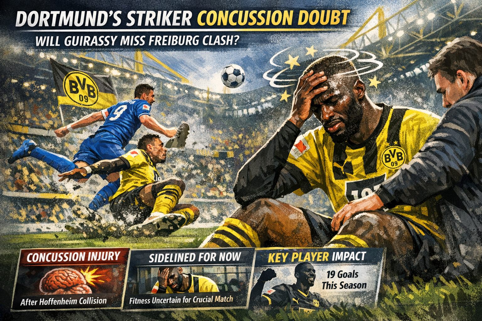 Borussia Dortmund Faces Star Striker's Concussion Doubt Before Freiburg Clash